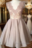 Elegant Lace V-Neck Cap Sleeves Homecoming Dress Short Cocktail Dresses