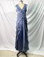 Elegant Layered Gradient Gray-Blue Slim-Fit V-Neck Ruffled Tiered Chiffon Long Formal Prom Dress