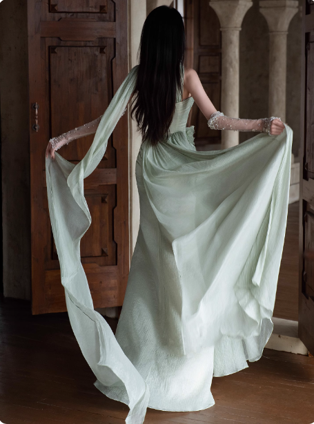 Elegant Light Mint Green Sweetheart Neck 3D Floral Split Chiffon Formal Prom Dress