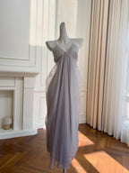Elegant Light Purple Strappy V-Neck Chiffon Long Formal Prom Dress