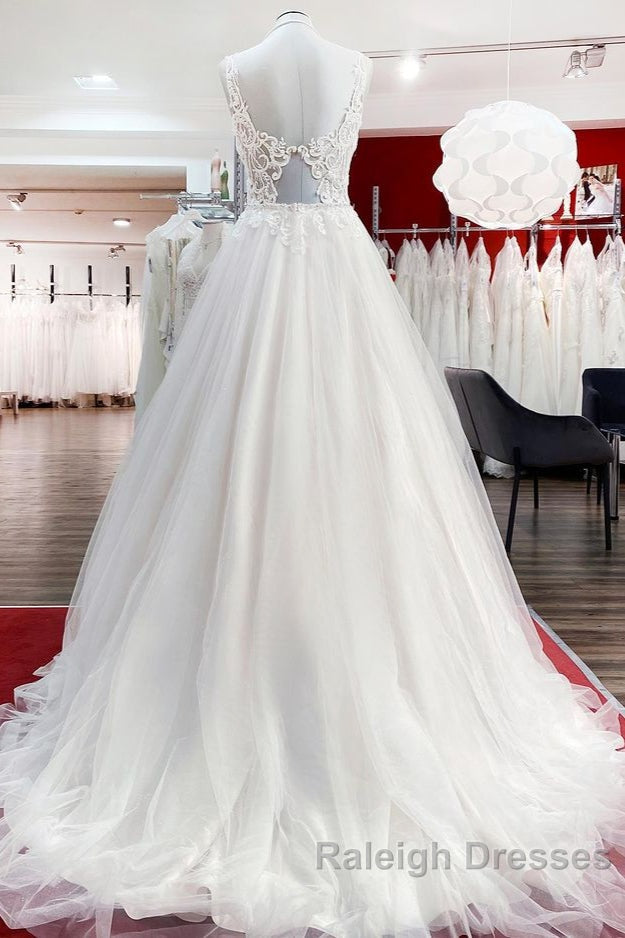 Elegant Long A Line Princess Tulle Sweetheart Ruffles Wedding Dresses Secondary image