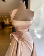 Elegant Long Champagne High Split Prom Dress