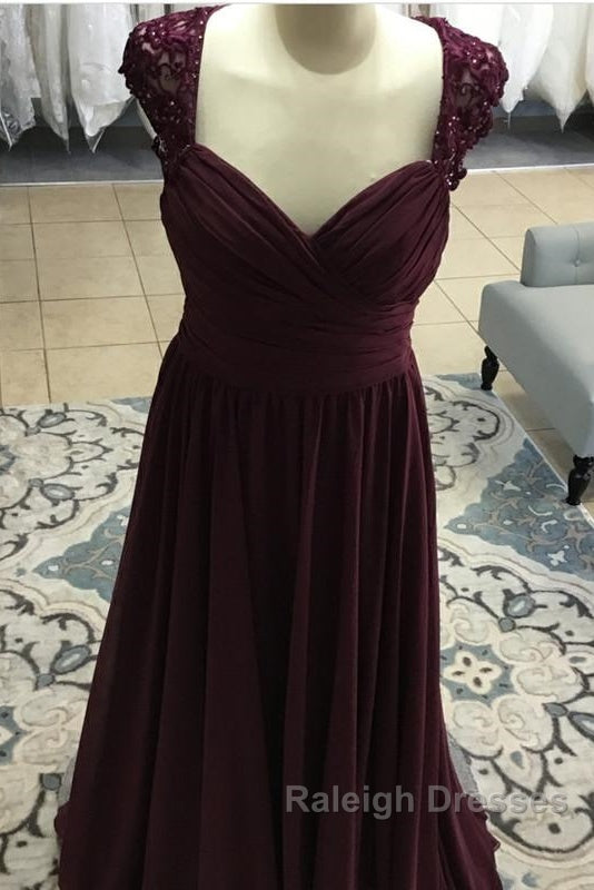 Elegant Long Chiffon Backless Bridesmaid Dresses Lace Cap Sleeves Secondary image