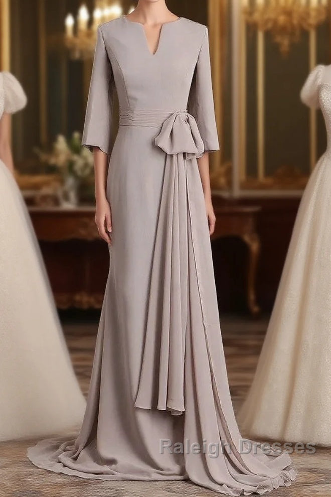 Elegant Mermaid 3/4 Long Sleeved Chiffon Bra With Belt Bride Mother Of The Bride Dresses Main image