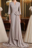 Elegant Mermaid 3/4 Long Sleeved Chiffon Bra With Belt Bride Mother Of The Bride Dress