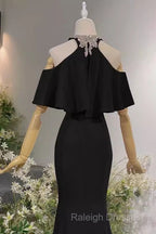 Elegant Mermaid Black Long Prom Dresses Formal Evening Dress