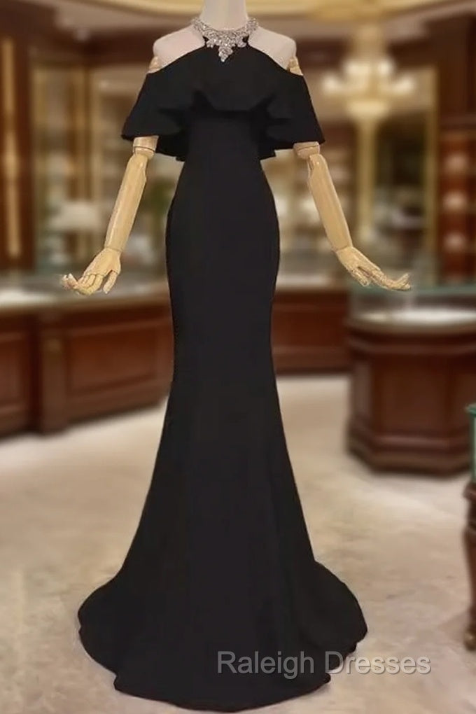 Elegant Mermaid Black Prom Dress Long Prom Dresses Main image