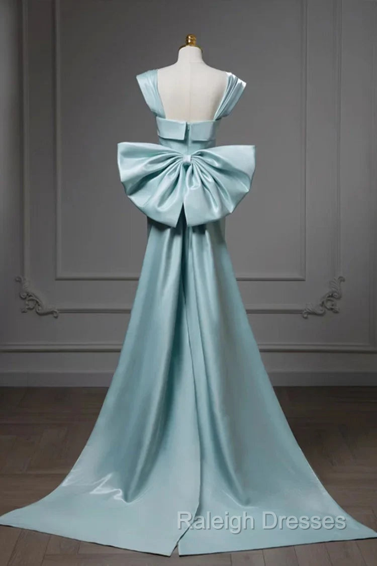 Elegant Mermaid Bow Satin Long Evening Dress Prom Dress