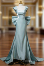 Elegant Mermaid Bow Satin Long Evening Dress Prom Dress