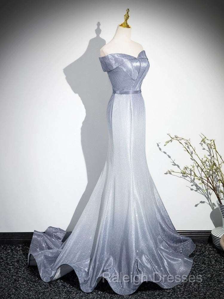 Elegant Mermaid Gray Long Prom Dresses Gray Prom Dresses Secondary image
