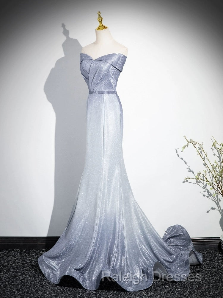 Elegant Mermaid Gray Long Prom Dresses Gray Prom Dresses