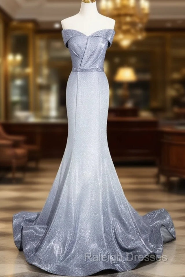 Elegant Mermaid Gray Long Prom Dresses Gray Prom Dresses Main image