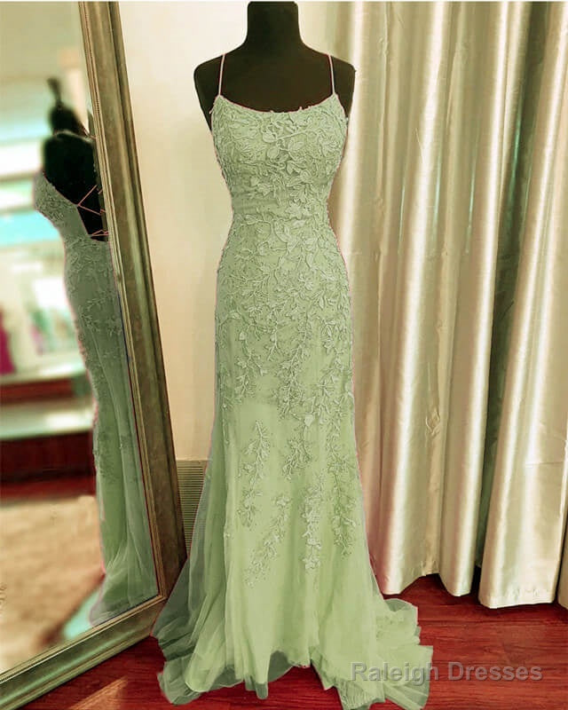Elegant Mermaid Lace Prom Dresses Open Back Main image