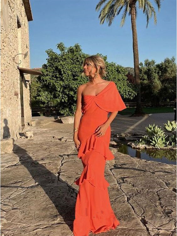 Elegant Mermaid Long One Shoulder Formal Prom Dress 22Th Birthday Outfits