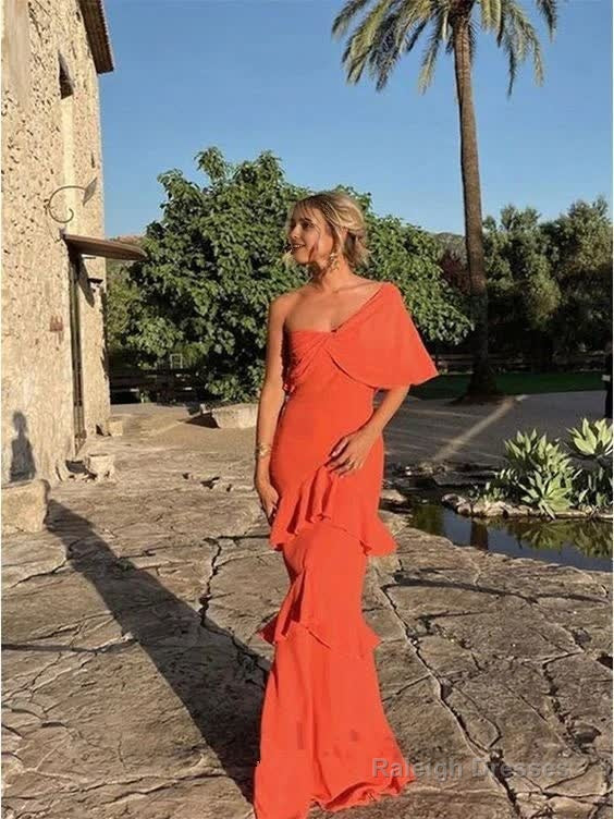Elegant Mermaid Long One Shoulder Prom Dress 22th Birthday Secondary image