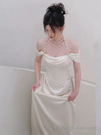 Elegant Mermaid Off The Shoulder Ivory Wedding Dresses With Train Bridal Gown