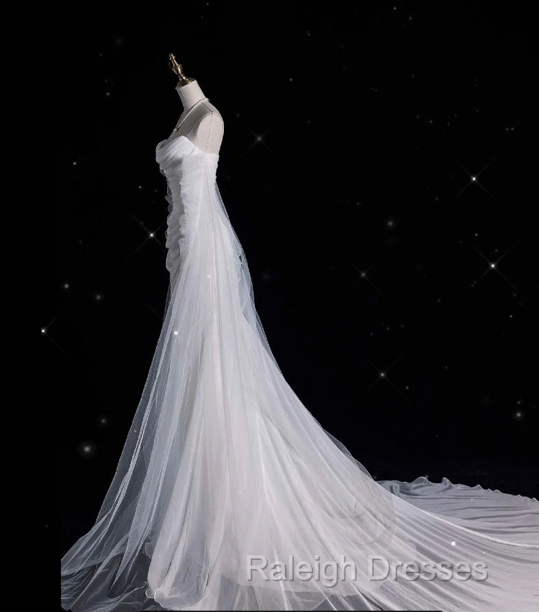 Elegant Mermaid Off The Shoulder White Wedding Dresses With Train Bridal Gowns Secondary image