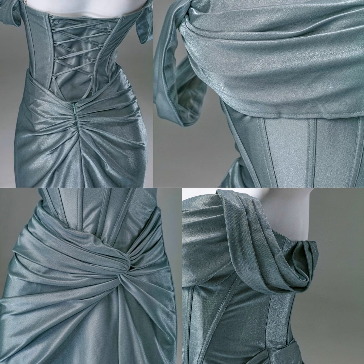 Elegant Pleated Satin Prom Mermaid Prom Dresses Fahsion Graudation Prom Dress With Off-The-Shoulder