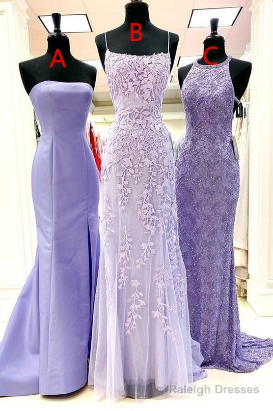 Elegant Mermaid Prom Dresses, Lavender Lace Prom Dresses, Formal Evening Party Dresses Main image