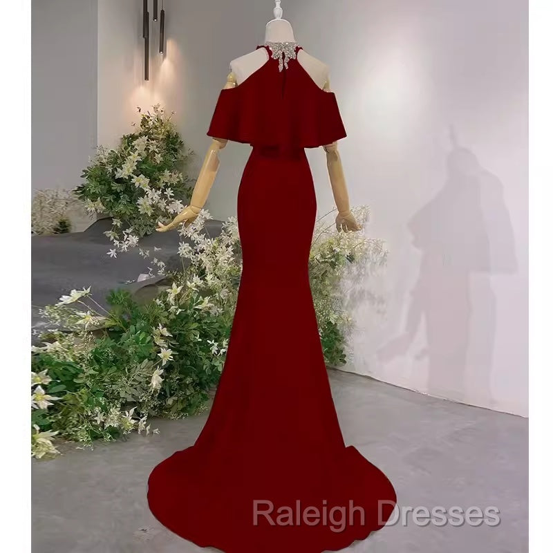 Elegant Mermaid Red Long Prom Dresses Formal Evening Dress Secondary image
