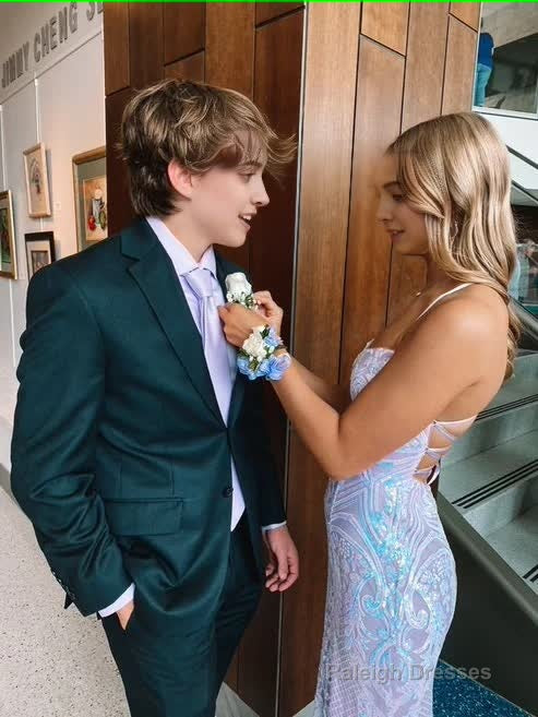 Elegant Mermaid Sequin Backless Long Prom Dresses Formal Dress Secondary image