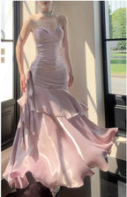 Elegant Mermaid Spaghetti Straps Blue Satin Prom Dress Long Prom Dresses 21St Birthday Outfits Graduation Dress