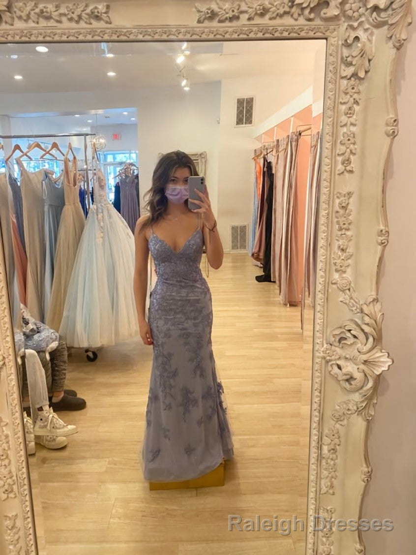 Elegant Mermaid Spaghetti Straps Lace Prom Dress,Charming Prom Dress