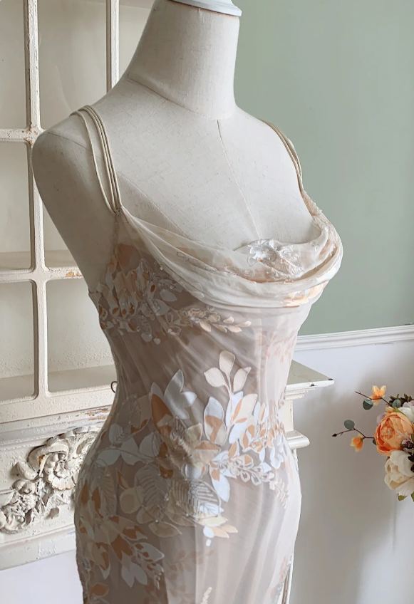 Elegant Mermaid Spaghetti Straps Long Chiffon Long Formal Prom Dress Secondary image