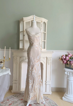 Elegant Mermaid Spaghetti Straps Long Chiffon Long Formal Prom Dress