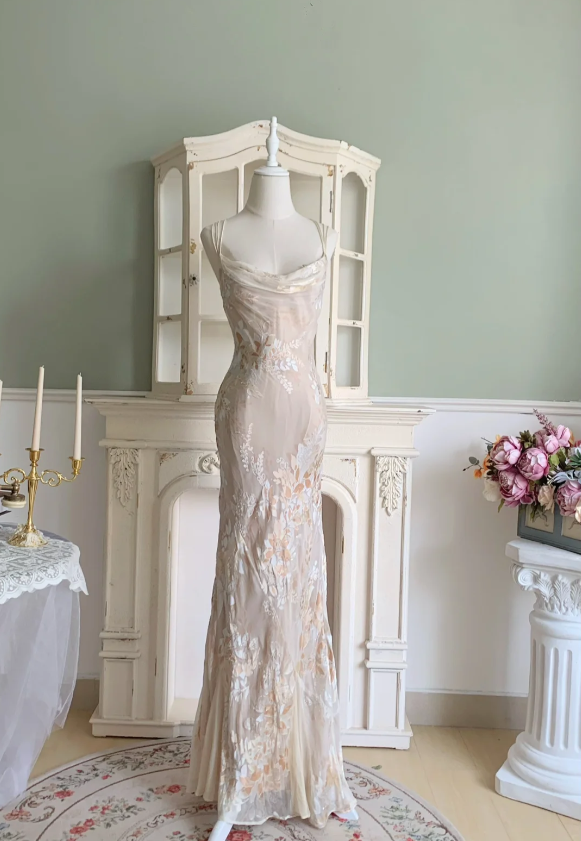 Elegant Mermaid Spaghetti Straps Long Chiffon Long Formal Prom Dress