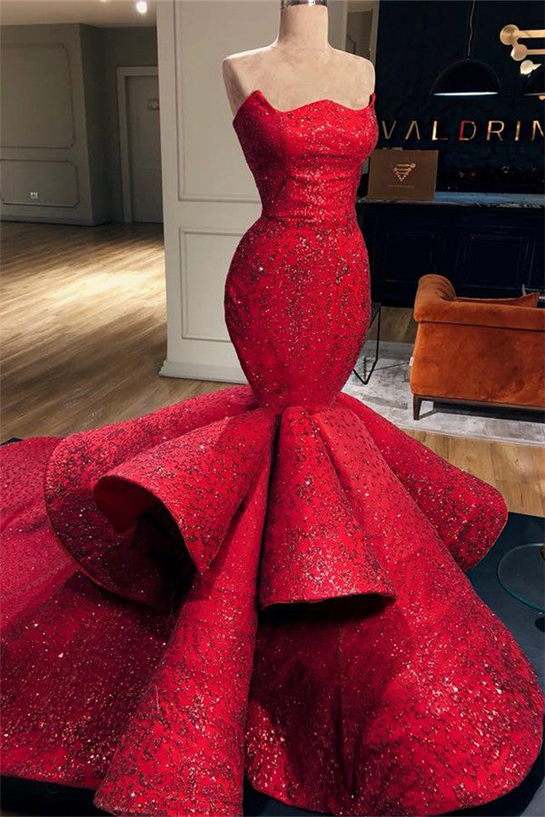 Elegant Mermaid Strapless Sleeveless Floor-Length Prom Party Gowns Main image