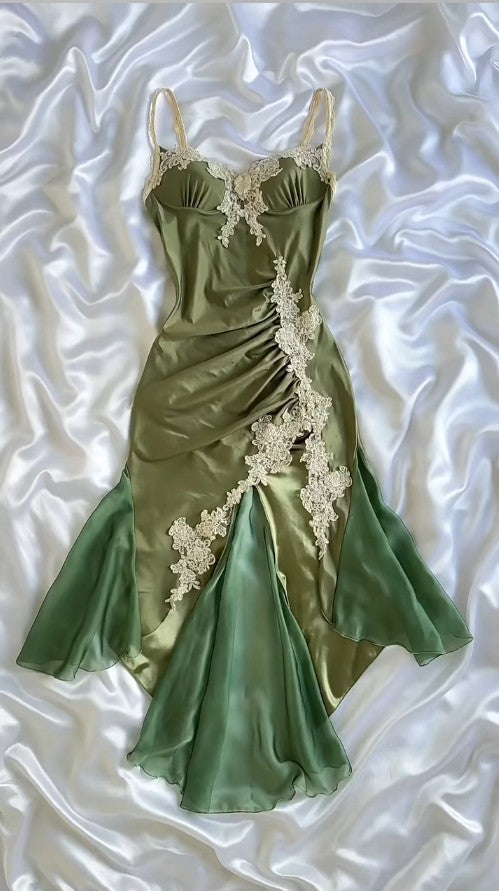 Elegant Navy Blue Spaghetti Straps Mermaid Satin Appliques Prom Dress Prom Dress