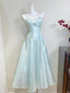 Elegant Mint Green A-Line Strappy Satin Formal Prom Dress