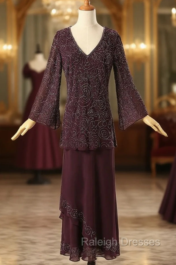 Elegant Mother Of The Bride Dresses Sheath V Neck Long Sleeves Main image