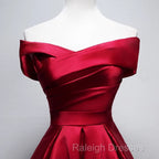 Elegant Off Shoulder Satin Knee Length Bridesmaid Dresses