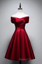 Elegant Off Shoulder Satin Knee Length Bridesmaid Dresses