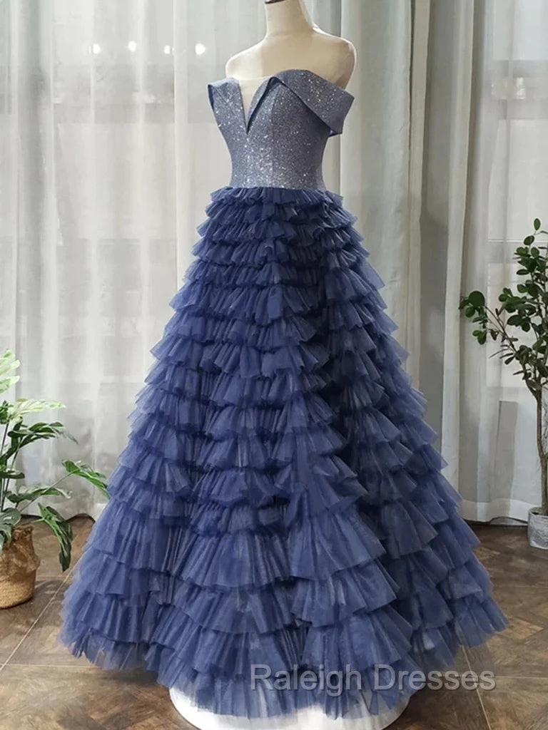 Elegant Off Shoulder Sequins Top Long Prom Dresses, Formal Evening Dresses, Off The Shoulder Ball Gown