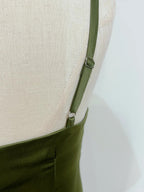 Elegant Olive Green Mermaid Ruffle Spaghetti Strap Satin Formal Prom Dress