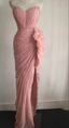 Elegant Pink 3D Floral Strapless High-Slit Chiffon Formal Prom Dress
