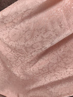 Elegant Pink A-Line Sleeveless Crew Neck Lace Rhinestone Brocade Satin Long Formal Prom Dress