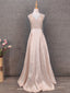 Elegant Pink Halter Neck V-Neck Rhinestone Lace Satin Long Formal Prom Dress