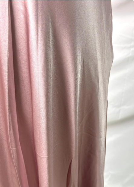 Elegant Pink Halter Neck V-Neck Slim-Fit Satin Long Formal Prom Dress