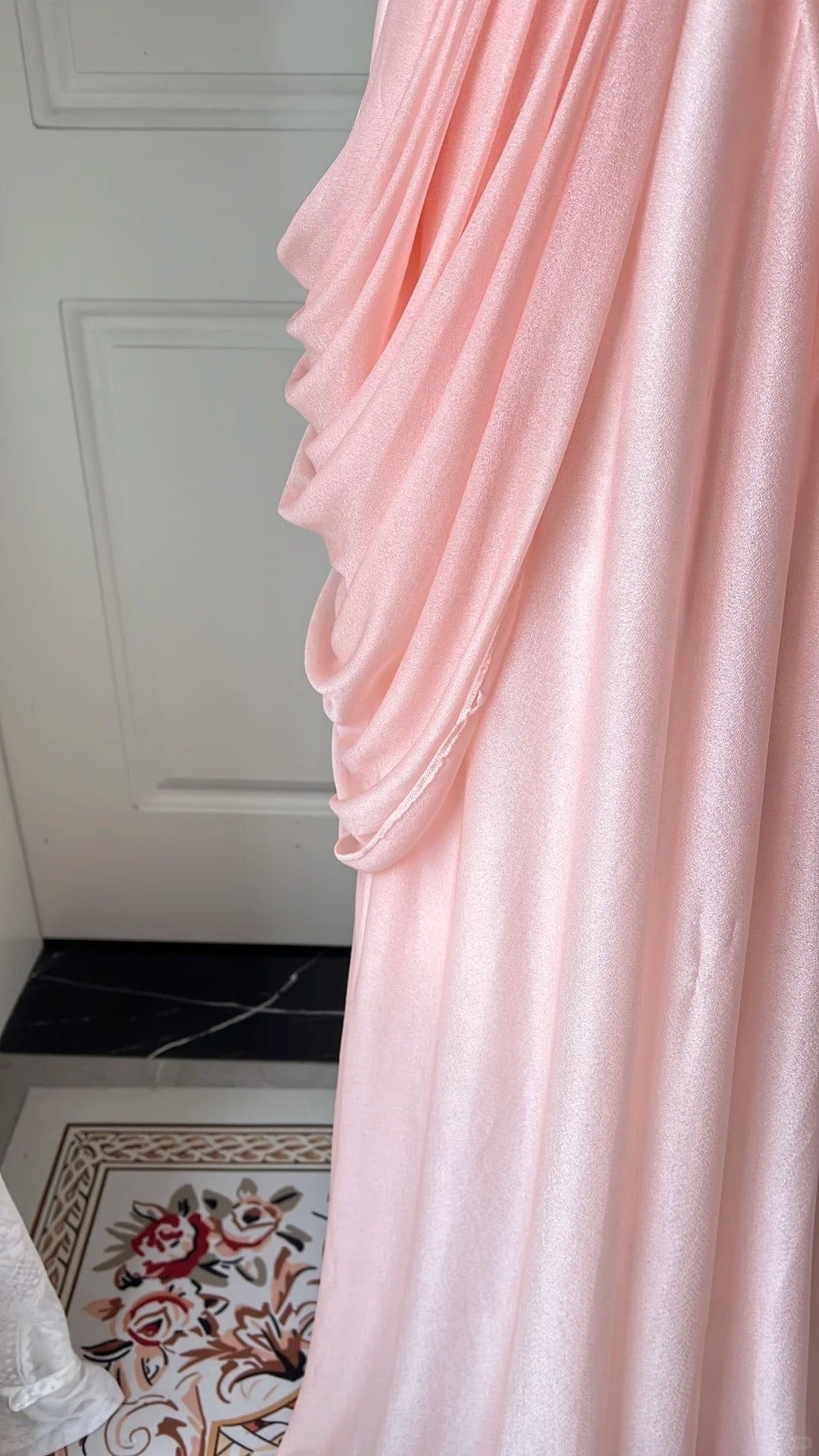 Elegant Pink Heart Neckline Rhinestone Chiffon Long Formal Prom Dress