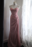 Elegant Pink Mermaid Spaghetti Strap Sequined Long Formal Prom Dress