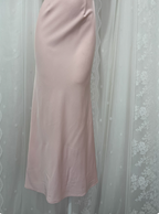 Elegant Pink Sleeveless 3D Floral Crew Neck Satin Long Formal Prom Dress