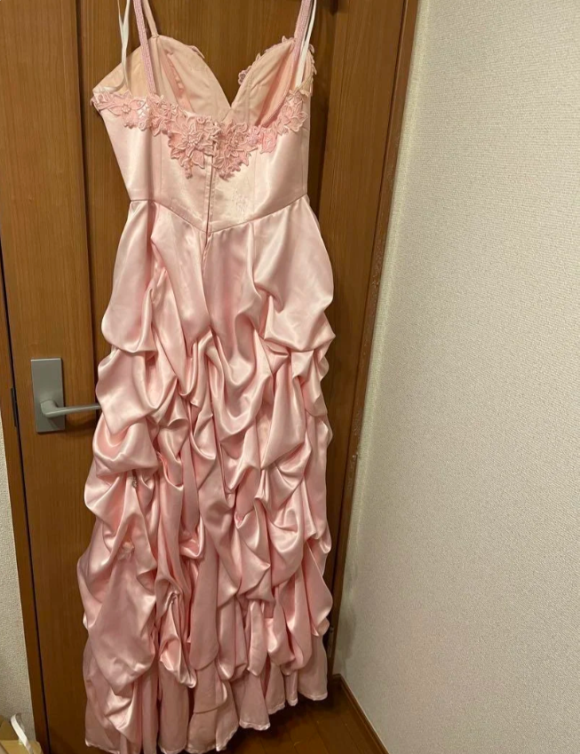 Elegant Pink Spaghetti Strap Sweetheart Neck Satin Long Formal Prom Dress