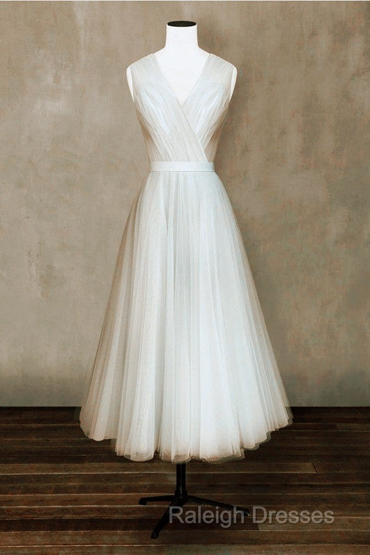 Elegant Pleated Tulle Midi Prom Party Dresses