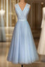 Elegant Pleated Tulle Midi Prom Party Dresses