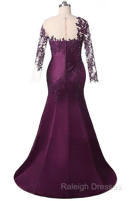 Elegant Plus Size Mermaid Long Sleeves Floor-Length Prom Dress With Lace Appliques Secondary image