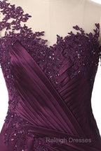 Elegant Plus Size Mermaid Long Sleeves Floor-Length Prom Dress With Lace Appliques